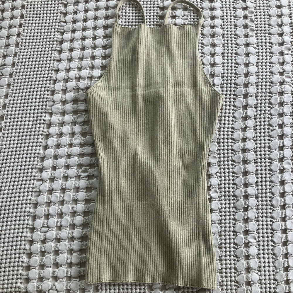Zara Ribbed Tank Top in Olive Green